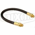 Dixon Grease Whip Hose Assembly, 12 in L, 3000 psi Operating, 1/8-27 MNPT, Brass GWH1200R